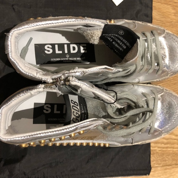BRAND NEW Golden Goose Silver Slide Sneaker - Sz38 - Picture 6 of 8